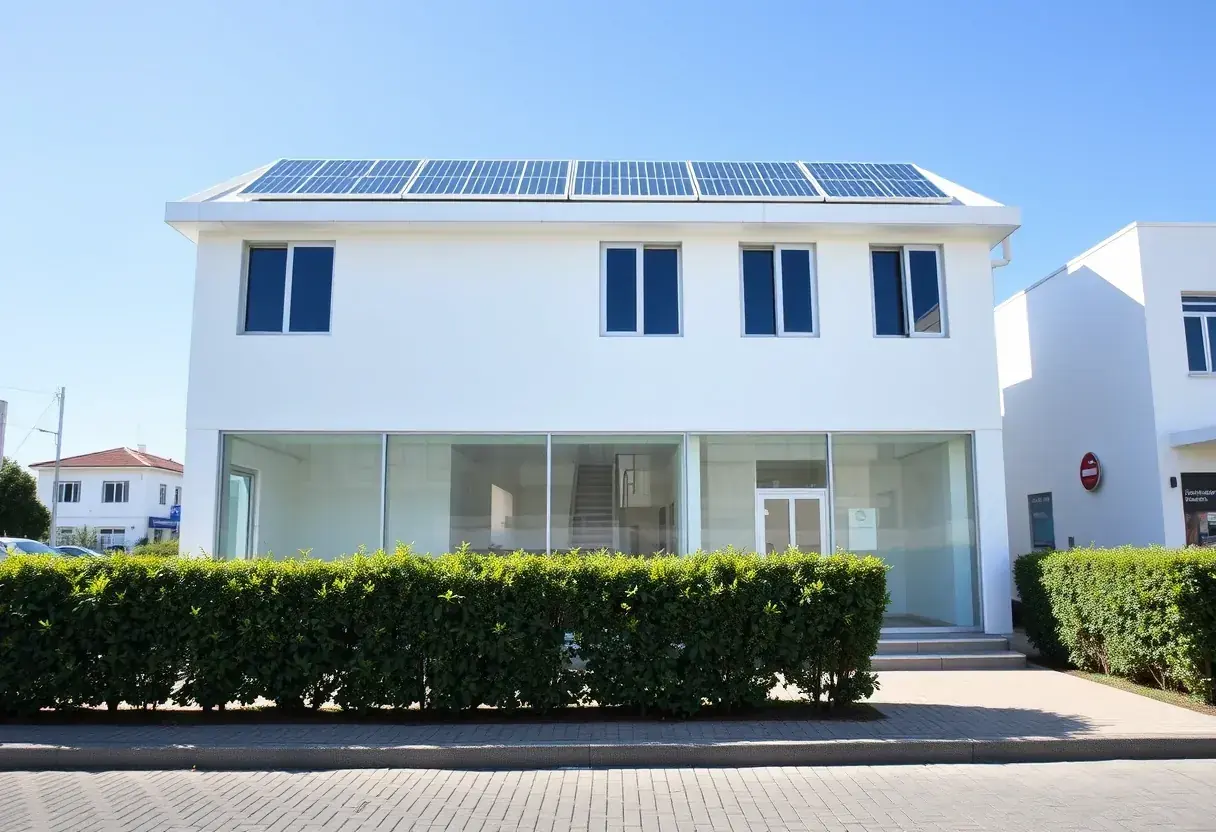 Clínica de saúde em Goiânia com placas fotovoltaicas instaladas na laje